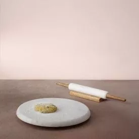 White Marble Chakla Belan with Stand