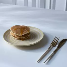 ceramic breakfast plate stripes lemon