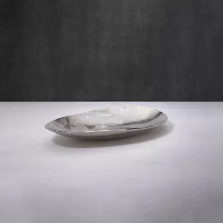 silver textured metal platter- small