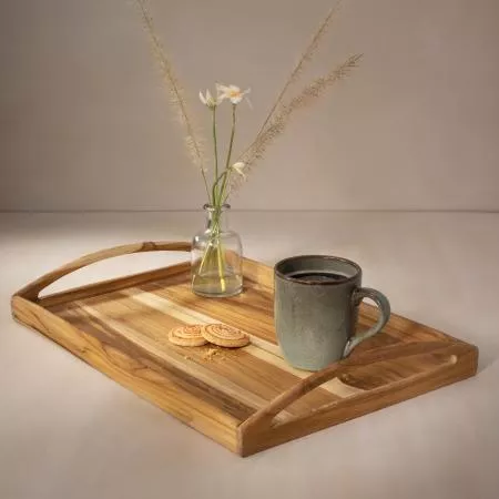 in teak wooden tray- large