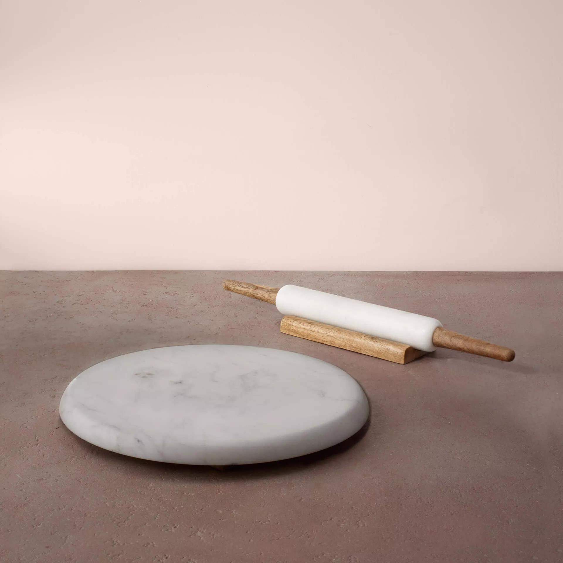 White Marble Chakla Belan with Stand
