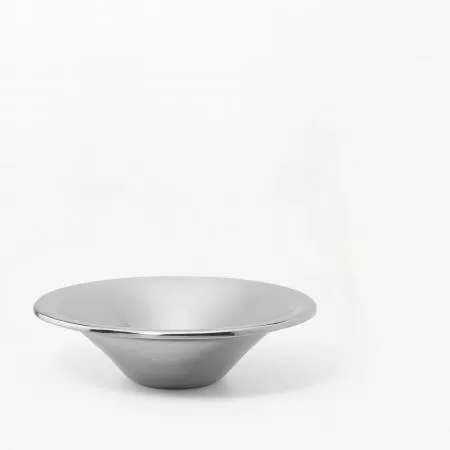 Glossy Silver Metal Serving Bowl