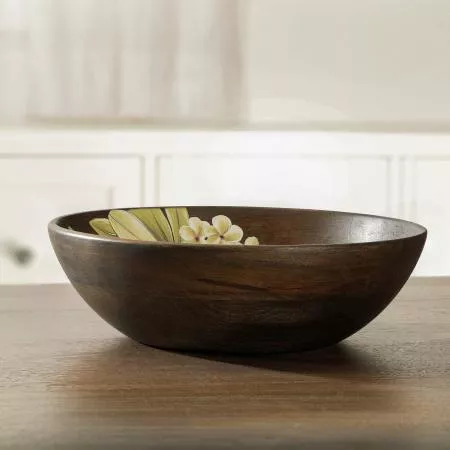 Frangipani Wooden Salad Bowl